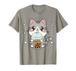 Cute Cat Boba Tea Anime Graphic T-Shirt