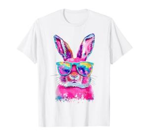 Easter Bunny Face with Tie-Dye Glasses T-Shirt