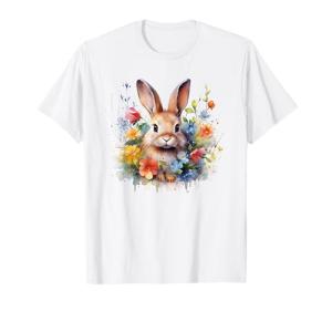 Floral Bunny Rabbit Face Love T-Shirt