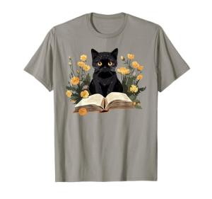 Cute Cat and Book Lover T-Shirt for Women