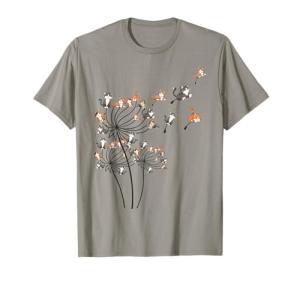 Cute Cat Dandelion T-Shirt for Women and Girls