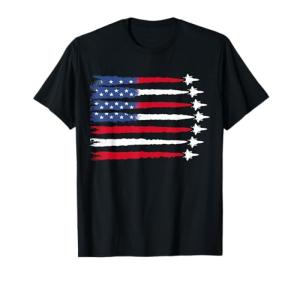 USA Flag Fighter Jets 4th of July Tee