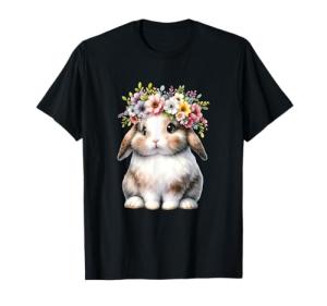 Easter Bunny Floral Graphic T-Shirt for Women