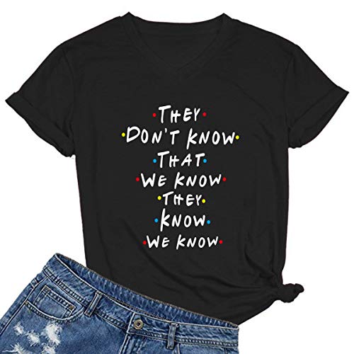 Funny V-Neck Graphic Tee for Women - Black