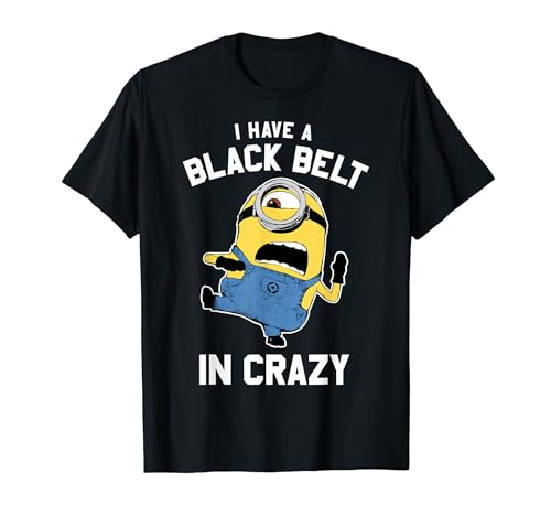 Minions Black Belt Crazy Graphic T-Shirt