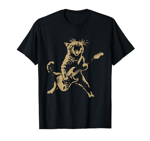 Rockin' Cat on Guitar - Funny Tee