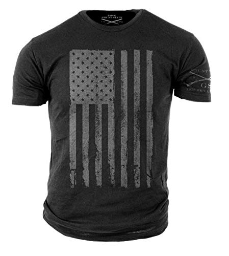 Grunt Style America Patriotic Flag Tee, Grey, Large