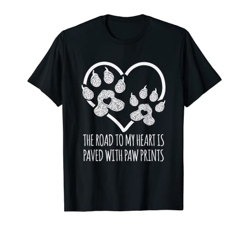 Dog Lover's Heart Paw Print Novelty T-Shirt
