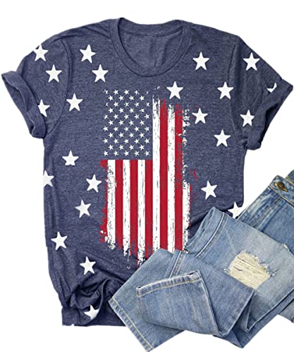 Women's 4th of July Patriotic American Flag Tee