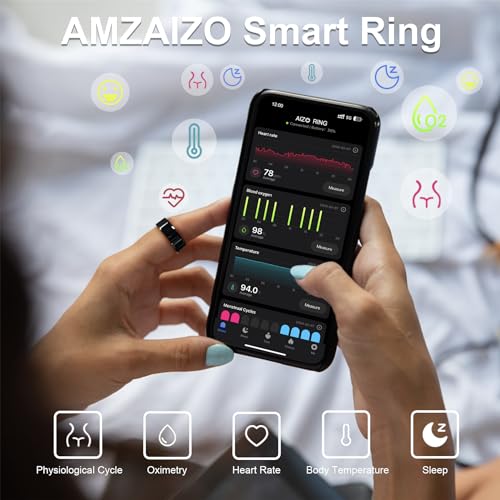 AMZAIZO Smart Fitness Tracker Ring for Health Monitoring