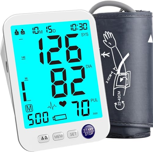 Large LED Backlit Blood Pressure Monitor with Memory