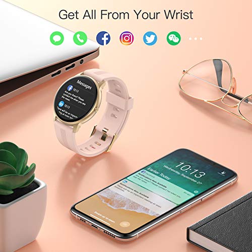 AGPTEK Pink Smartwatch for iOS and Android Phones
