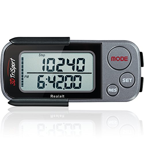 3D walking pedometer with clip and strap