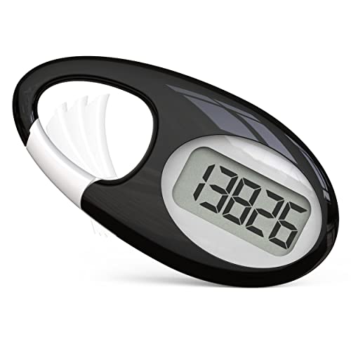Black 3D Step Counter with Lanyard/Carabiner
