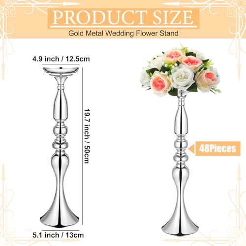Silver Metal Wedding Centerpiece Flower Stand 20 Inch