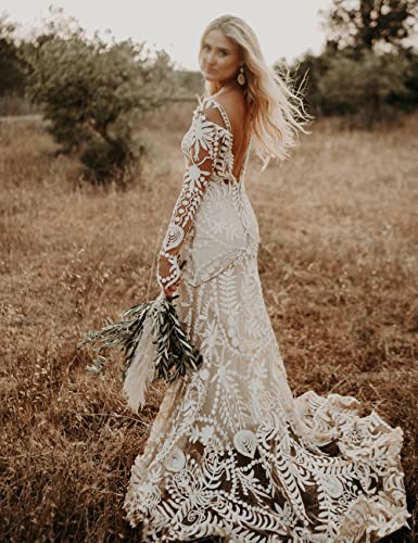 Rustic Lace Mermaid Wedding Dress - 2pc Set