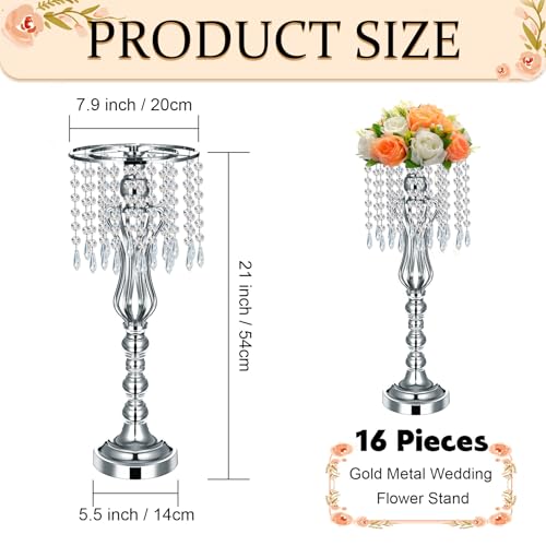 Tall Flower Stand with Chandelier Crystals for Weddings