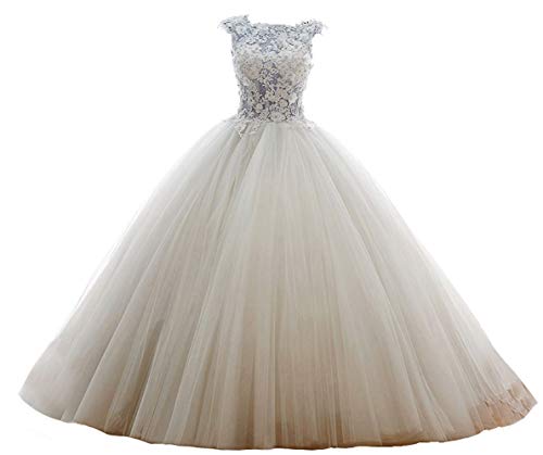 Elegant White Lace Ball Gown Wedding Dress