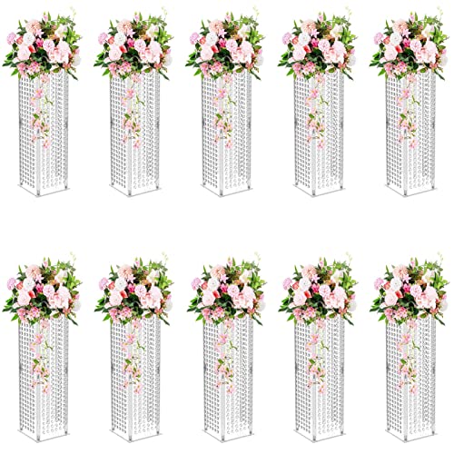 Geometric Vase Stand with Chandelier Crystals - Set of 10