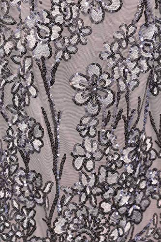 Silver Sequin Flutter Sleeve Wedding Dress, Size 16