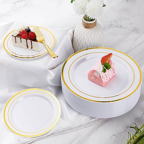 Gold Disposable Dinnerware Set for 100 Guests, 600 Pieces