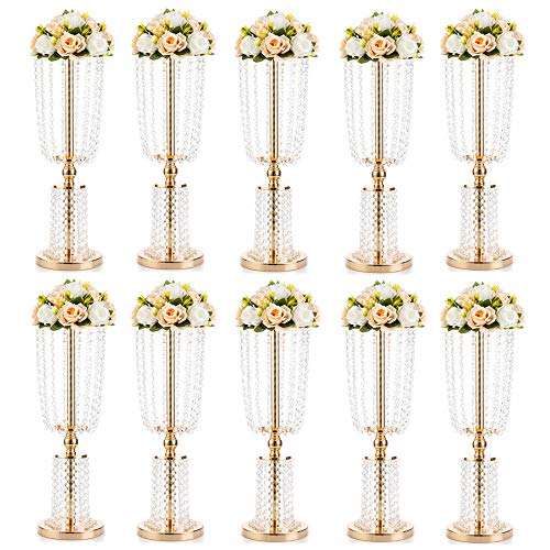 Gold Crystal Metal Vase Flower Stand Wedding Centerpiece