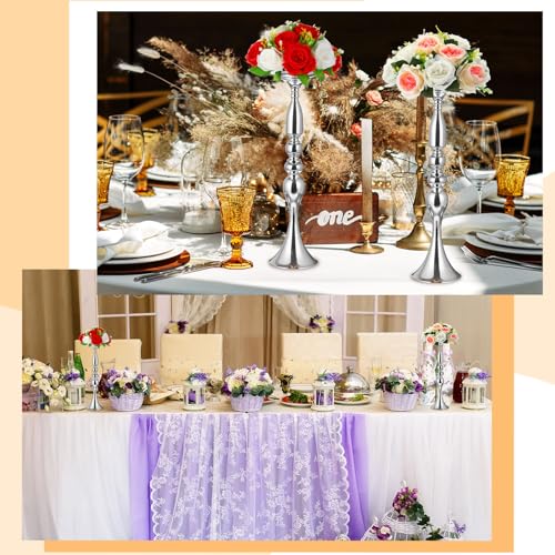 Silver Metal Wedding Centerpiece Flower Stand 20 Inch