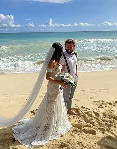 Bohemian Mermaid Lace Bridal Gown with Arm Bands