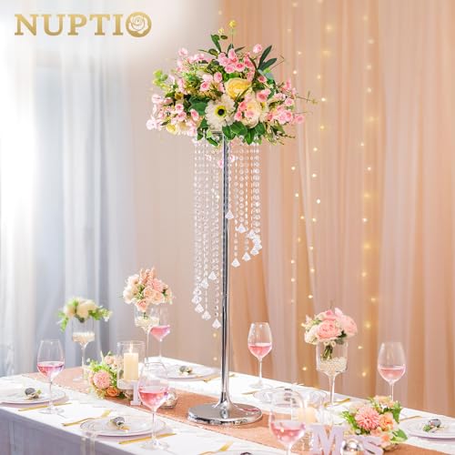 Elegant Silver Wedding Centerpieces: 10 pcs Crystal Flower Vases