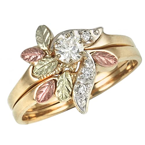 Diamond Wedding Band Set, 10k Gold with 12k Gold