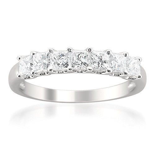 1.0 Carat Princess-cut Diamond White Gold Wedding Band