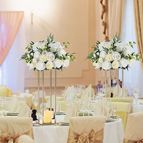 Large 10 Pcs White Rose Wedding Centerpieces Bouquet