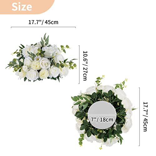 White Rose Flower Ball Arrangement Bouquet - 10 Pcs