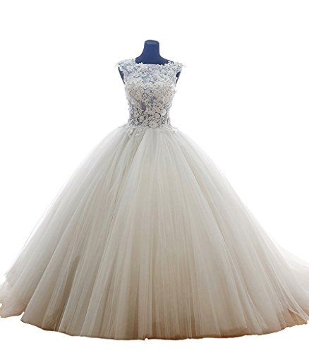 Elegant White Lace Ball Gown Wedding Dress