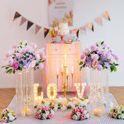 Geometric Vase Stand with Chandelier Crystals - Set of 10