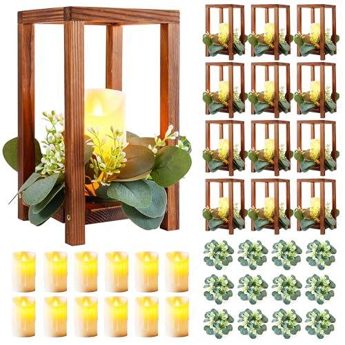 Rustic Wedding Lantern Centerpiece Set with LED Candles