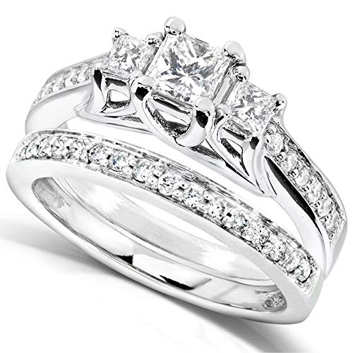 Kobelli Three-Stone Diamond Wedding Set, 4/5 ctw