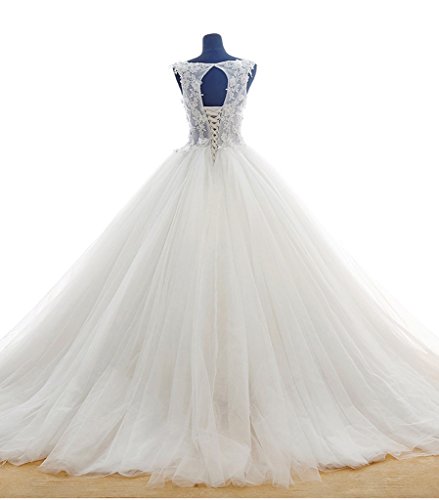 Elegant White Lace Ball Gown Wedding Dress