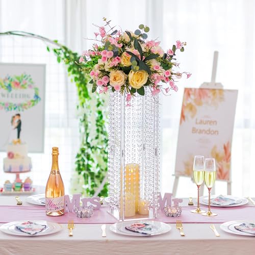 Geometric Vase Stand with Chandelier Crystals - Set of 10