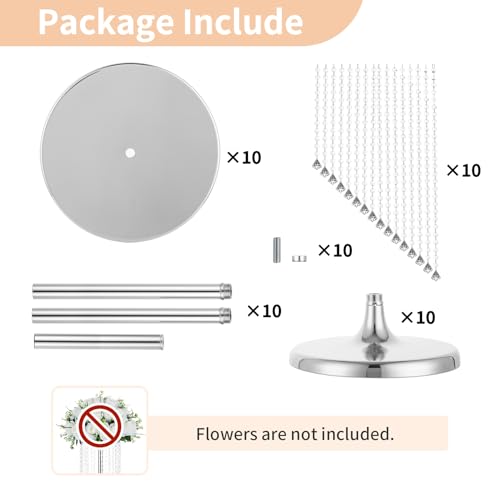 Elegant Silver Wedding Centerpieces: 10 pcs Crystal Flower Vases