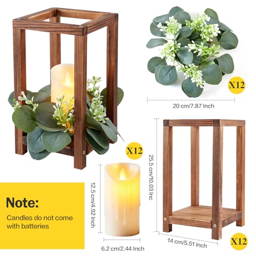 Rustic Wedding Lantern Centerpiece Set with LED Candles