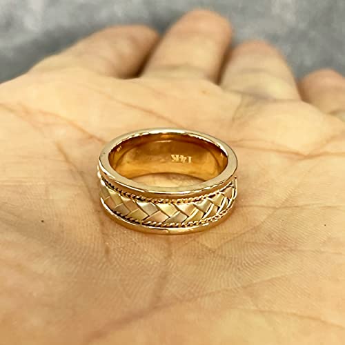 Tri Color Handmade Gold Braided Wedding Bands - Comfort Fit Wedding Rings