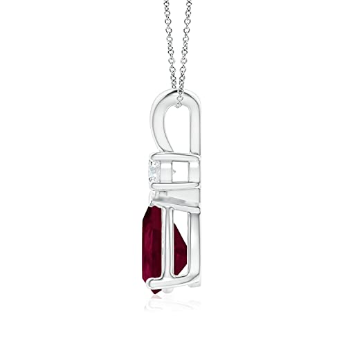 Ruby Teardrop Pendant Necklace with Diamond for Women