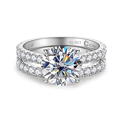 CADYNO 14K White Gold Moissanite Wedding Ring Set