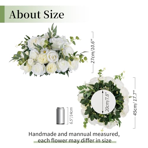 Large 10 Pcs White Rose Wedding Centerpieces Bouquet