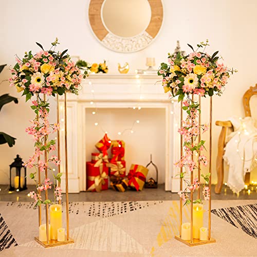 Gold Tall Flower Stand for Wedding Table Centerpieces