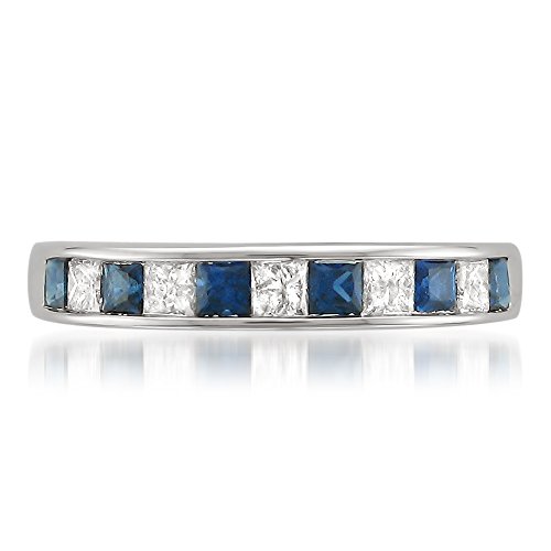1 Carat Diamond Princess-cut Sapphire Wedding Band Ring