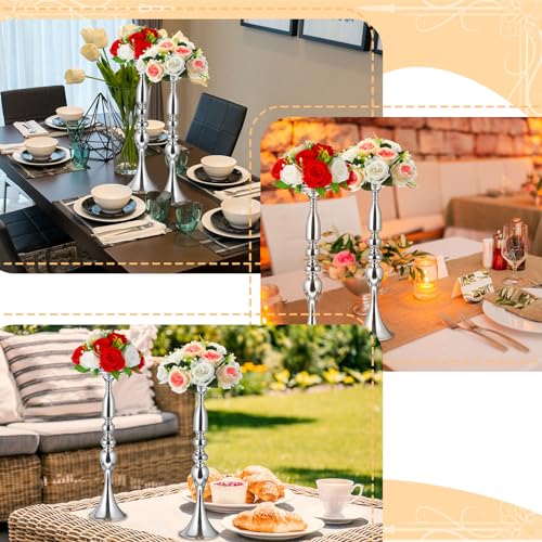 Silver Metal Wedding Centerpiece Flower Stand 20 Inch