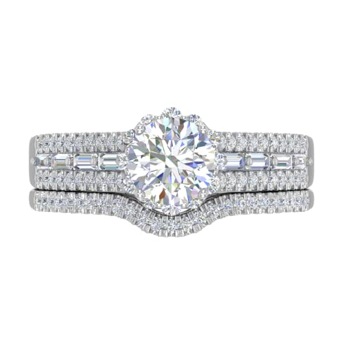 1 Carat Diamond Bridal Ring Set in White Gold
