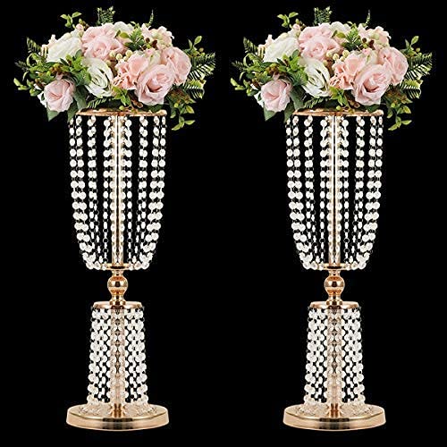 Gold Crystal Metal Vase Flower Stand Wedding Centerpiece